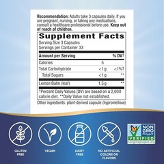 Melissa Lemon Balm Leaf 1500 Mg Super Concentrated Sleep Aid, 100 Veg Capsules