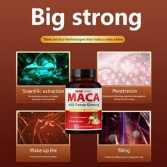 Ashwagandha Maca+ Panax Ginseng Capsules Peruvian Extract Organic Vitamins 120pc