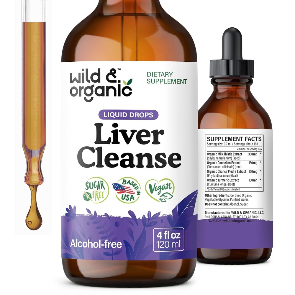 Organic Wild Liver Cleanse Detox Tincture Milk Thistle Dandelion Root Herba