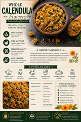 Whole Calendula Flowers Calendula officinalis Premium Herbal Flowers | Marigold
