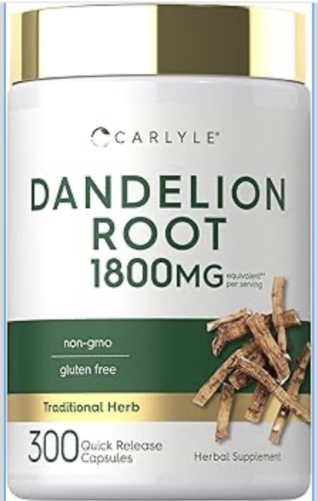 Carlyle Dandelion Root Extract 300 Capsules Taraxacum Officinale Non-GMO