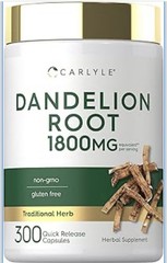 Carlyle Dandelion Root Extract 300 Capsules Taraxacum Officinale Non-GMO