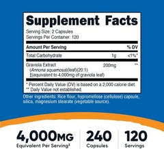 Nutricost Graviola Extract 240 Capsules for 120 Servings – Soursop (Annona Muric