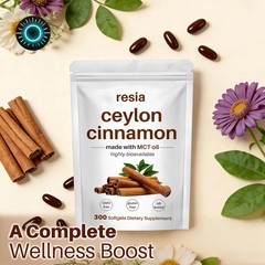 RESIA Ceylon Cinnamon Softgels with MCT Oil Herbal Cinnamon Extract for Dail…