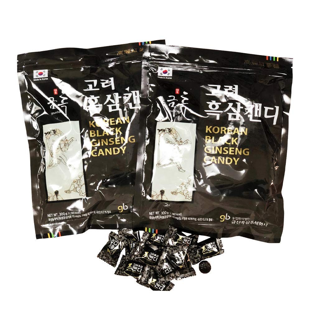 Korean Panx Black Ginseng Candy (300g X 2 Bags (600g)) – Smooth, Breath Refre…