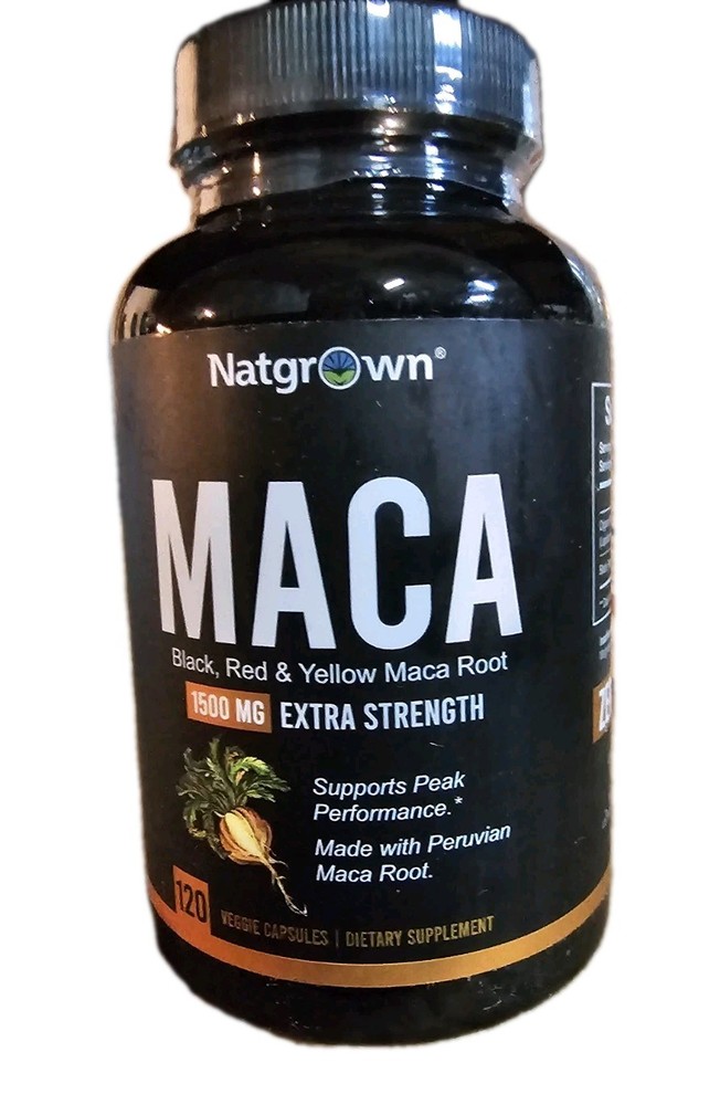 Natgrown Maca Peruvian Root 1500 MG Extra Strength 120 Veg Caps Exp:9/28