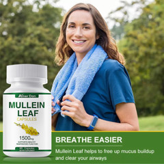 Mullein Leaf Capsules Support Lung Cleanse Respiratory Function 120 Capsules