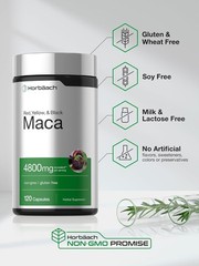 Maca Root Capsules 4800mg | 120 Pills | Red, Yellow, Black Maca | by Horbaach