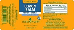 Herb Pharm Certified Organic Lemon Balm Liquid Extract for Calming Nervous