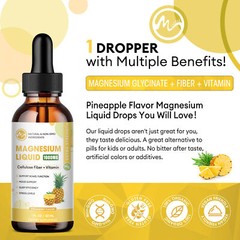 2 Bottles Premium Magnesium Liquid Drops,Magnesium Glycinate+Fiber+Vitamin