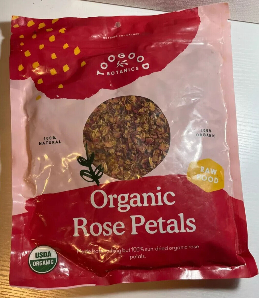 2 Pack – 100% Sun Dried Organic Rose Petals 4 oz – “BB 12/24 – Too Good Botanics