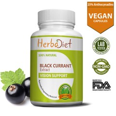 Black Currant Extract 200mg Capsules 25% Anthocyanidins Improves Eye Skin Health