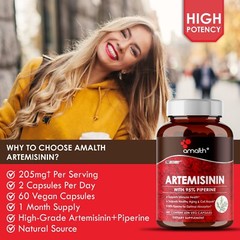 Artemisinin (Artemisia Annua) Extract Plus Piperine – Immune 205mg 60 Capsules