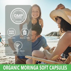 Moringa Softgels, Organic Pure Oleifera Leaves 120 Count (Pack of 1)