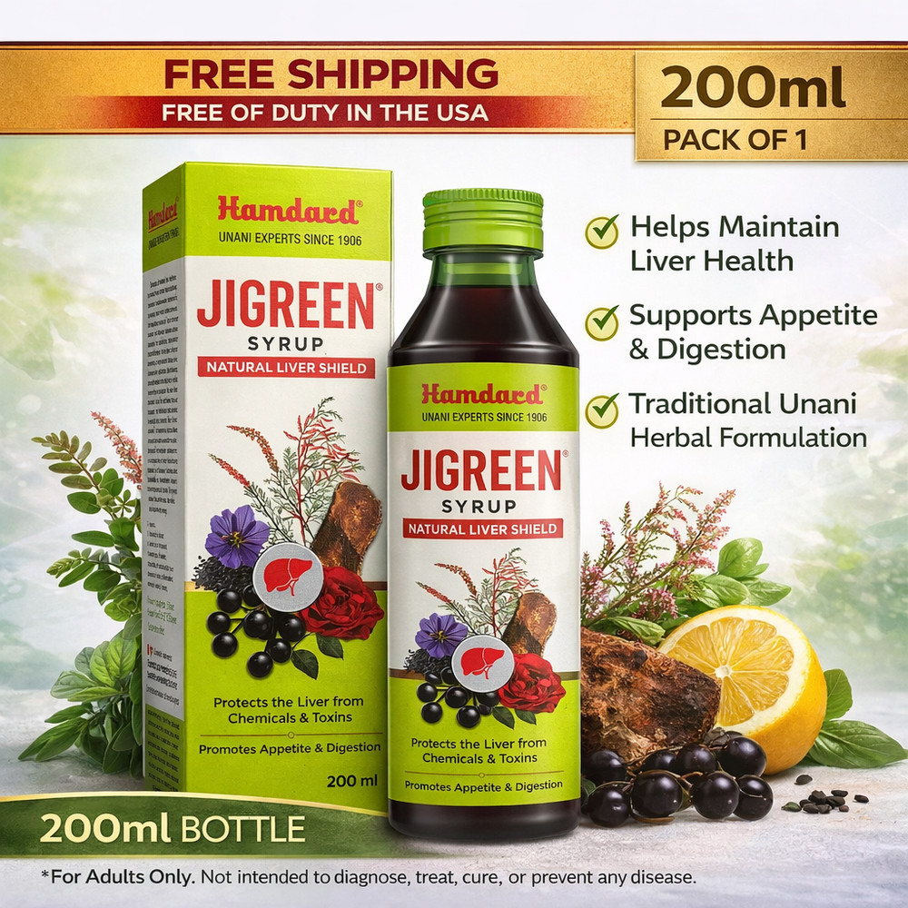 Hamdard Jigreen Syrup 200ml | Unani Herbal Liver Care Syrup | Pack of 1