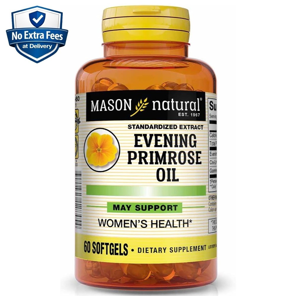 Evening Primrose Oil 500mg Rich in Omega 6 Fatty Acids, GLA & LA 60 Softgels
