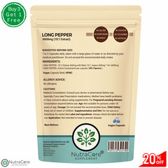Pippali Capsule (Long Pepper)-6000mg (90%Piperine)-Heartburn &Indigestion-90Caps