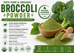 Organic Broccoli Powder Freeze Dried 250g Pure Non GMO Vegan Gluten Free