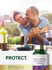 Red Wine Extract Capsules | 1000mg | 120 Count | Non-GMO | by Carlyle