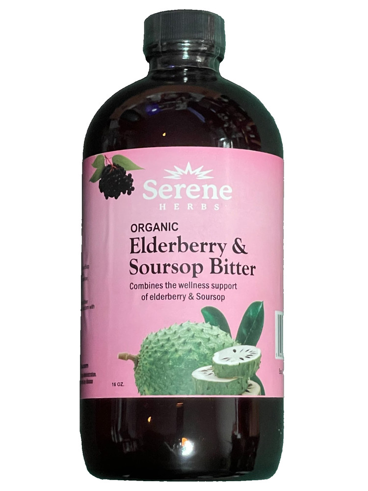 Serene Herbs Organic Elderberry & Soursop Bitters Herbal Tonic Liquid 16oz
