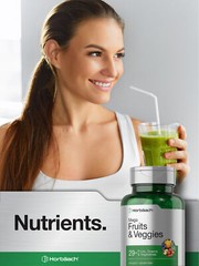 Fruits and Veggies Supplement | 100 Capsules | Vegetarian | by Horbaach