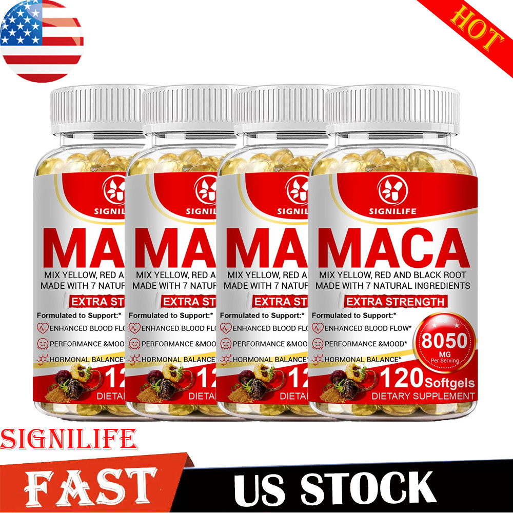Maca Root Capsules 8050mg |120 Pills | Red, Yellow,Black Maca Supplements-