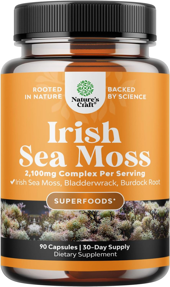Organic Irish Sea Moss Capsules – Sea Moss and Bladderwrack Capsules with Burdoc