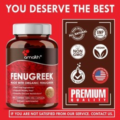 Organic Fenugreek Seed Methi Trigonella Powder 1500mg 120 Capsules Blood Sugar