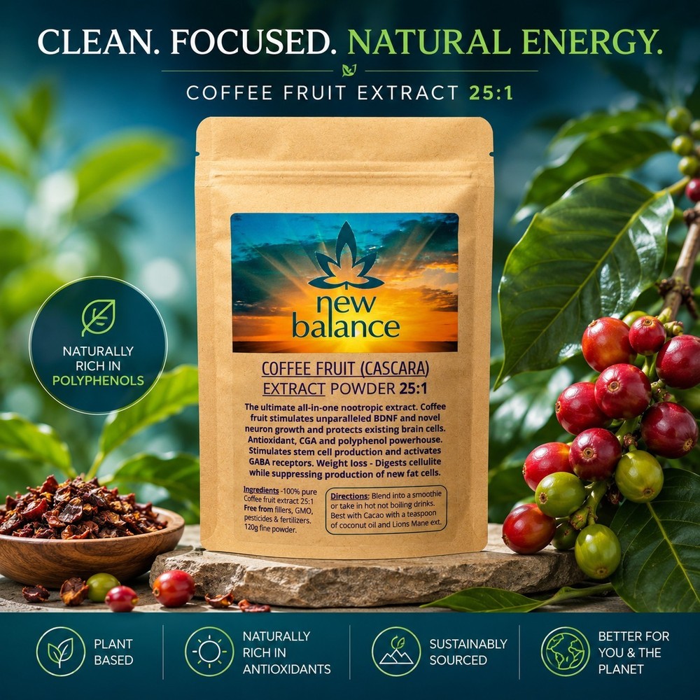 Coffee Fruit Extract Powder 150g. 25:1 | Clean Focused Energy | Nootropic.