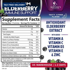 Elderberry Immune Support Gummies – 3X Strength Sambucus Elderberry Gummy with V