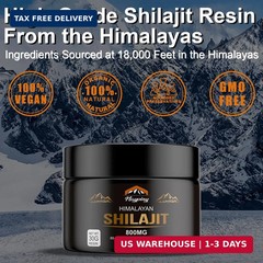 Shilajit Pure Himalayan Organic Resin – 800mg Gold Grade Shilajit Resin with Ful