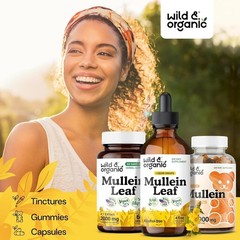 Wild & Organic Mullein Drops for Lungs – Alcohol Free Herbal Supplement