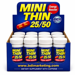 Mini Thin 25/50 Energy Booster 30 Capsules Full Box 12 Pack Fast Ship