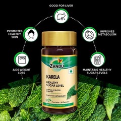 Zandu Karela Pure Herbs 60 Caps (2x) | Sugar Balance & Skin Cleanser Q421
