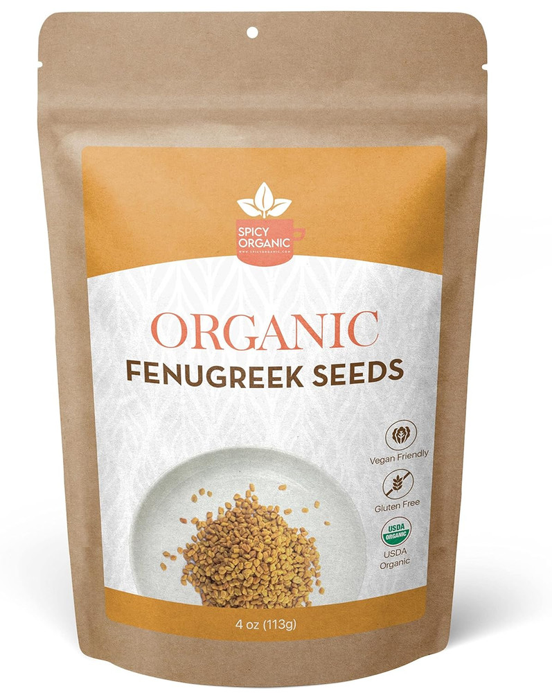 SPICY ORGANIC Whole Fenugreek Seeds 4 Oz – USDA Certified Organic, Non-Gmo, Glut