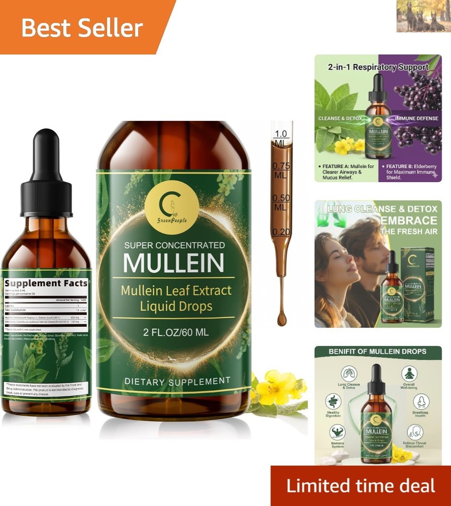 Ultra-Concentrated Mullein Drops with Elderberry – Alcohol-Free & 2 FL OZ