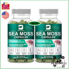 Organic Irish Sea Moss Capsules with Bladderwrack for Immune System,Skin,Energy