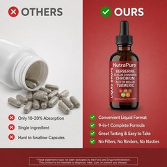 NutraPure Berberine Drops, Pure Berberine Drops with Ceylon Cinnamon, Chromiu…