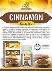 Cinnamon Capsules – 60 Capsules Bottle – Dietary Supplement Spice Antioxidant