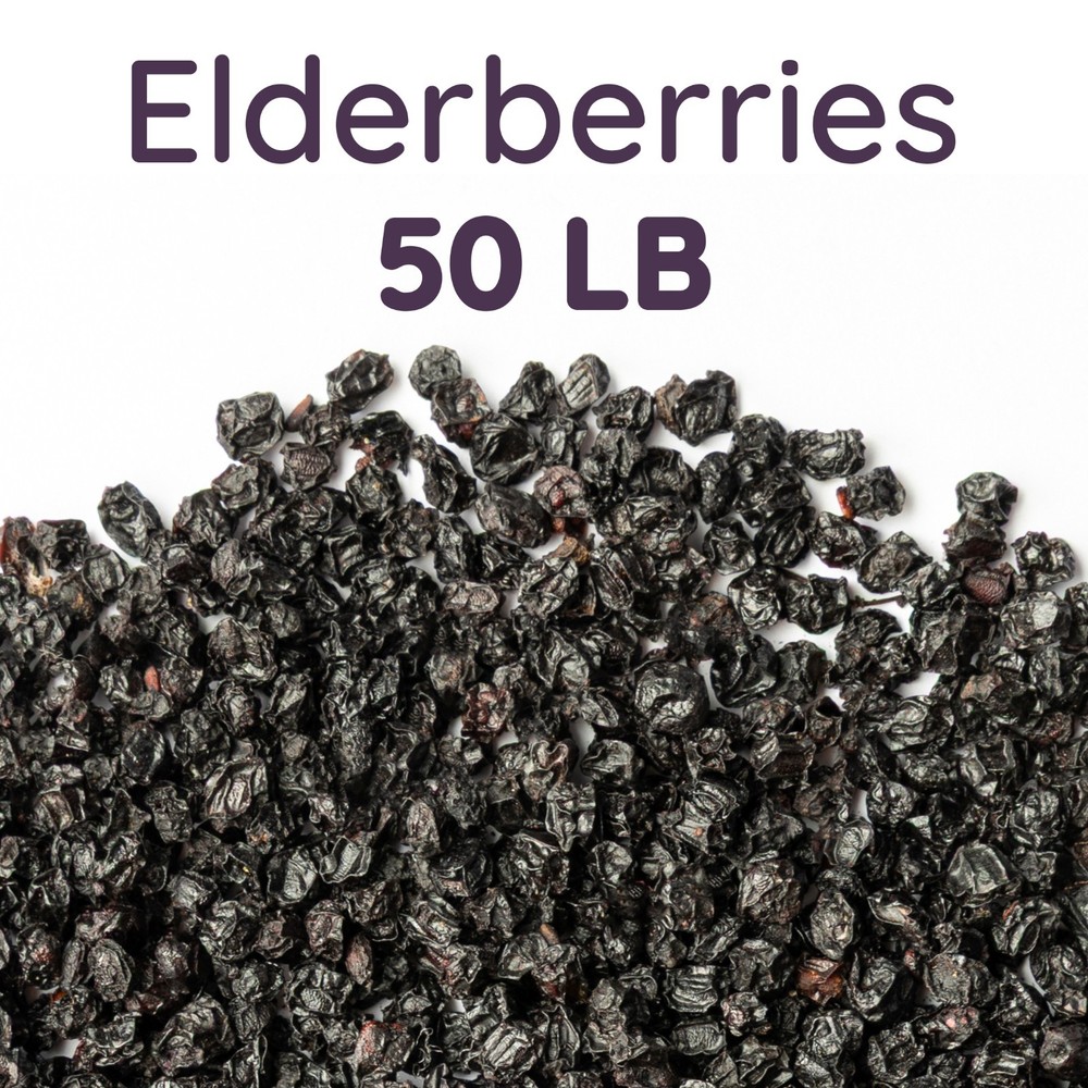 Bulk Dried Elderberries 50 lb Whole Black Sambucus nigra Wholesale Herb