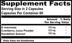D-Mannose , Cranberry, Dandelion Extract 1000mg,Urinary Tract, Health Bladder