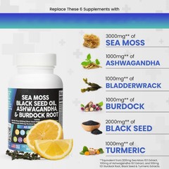 16 Sea 1 Supplement IN Moss Black Seed Oil 3000mg Ashwagandha Turmeric 1000mg US
