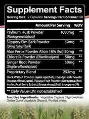Psyllium Husk Detoxify Relief Gas Bloating Digestive Health 120 Capsules 1532 mg
