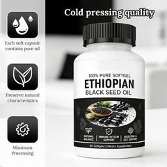 Ethiopian Black Seed Oil Softgels|4.64% Thymoquinone Capsules |Gluten-Free,60 US