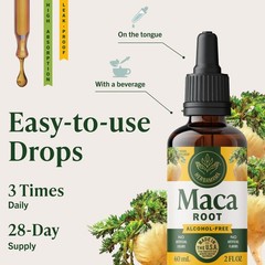 Maca Root Drops for Hormone Balance | Energy Support Liquid Extract – Vegan, Non