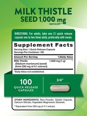 Milk Thistle Capsules 1000mg | 100 Count | Seed Extract | by Nature’s Truth