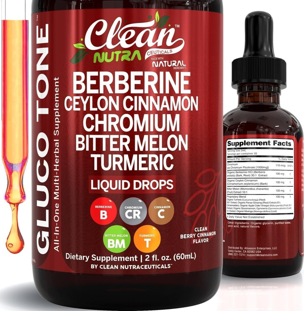 USPS Berberine Liquid Drops with Ceylon Cinnamon Oil & Bitter Melon Extract