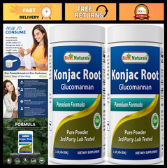 2 Pack Konjac Glucomannan Root 2000mg – 1 lb Each, Total 2 lbs – Weight Loss Aid