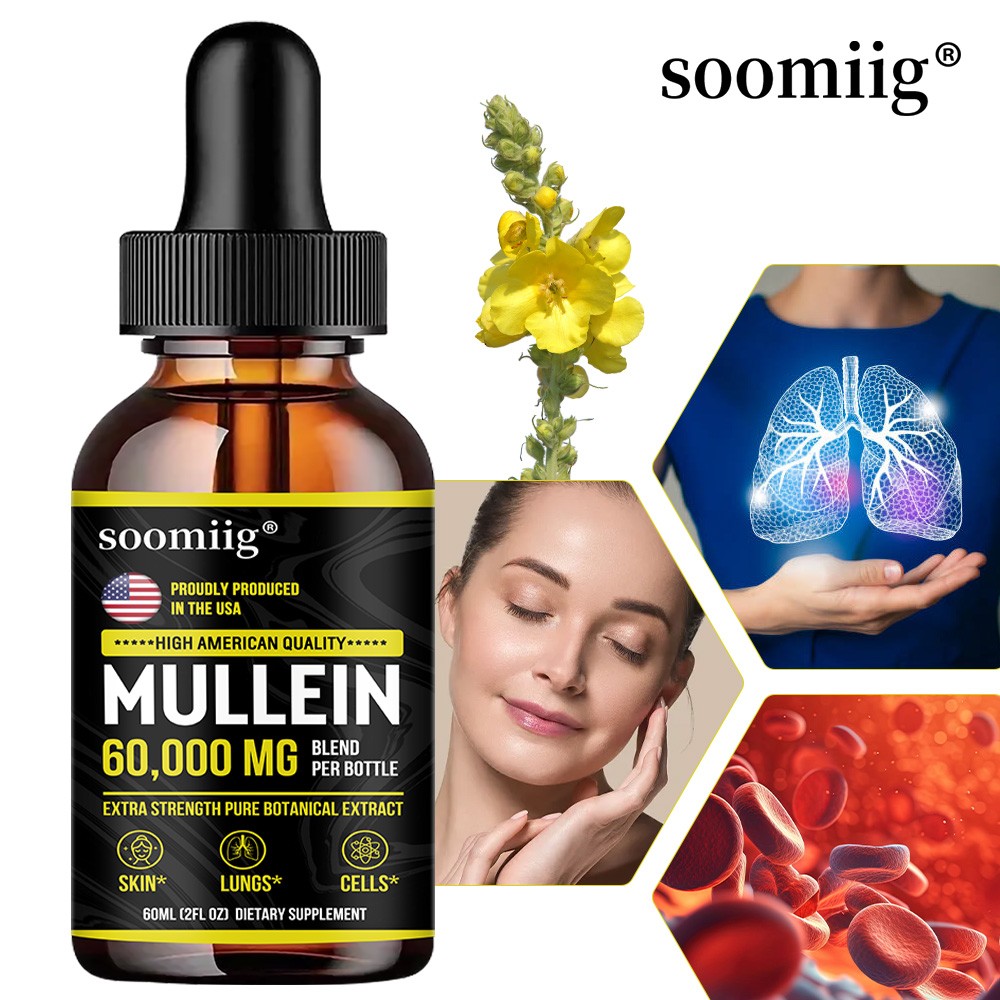 Mullein Drops Lung Cleanse Leaf Extract Immune Support Detox Respiratory 60ml