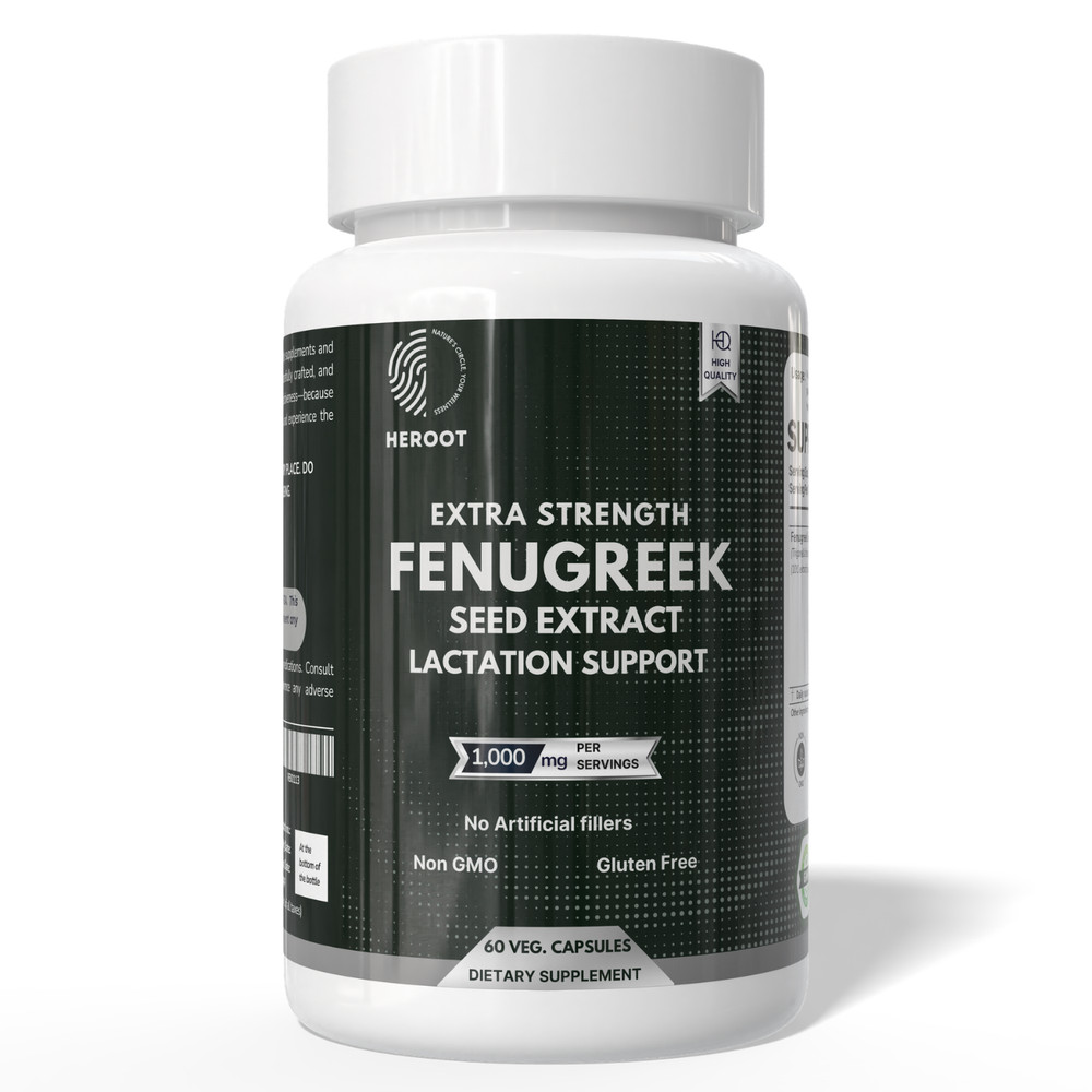 Heroot Fenugreek Seed Capsules 1000mg | Herbal Powder Capsules | 60 Count